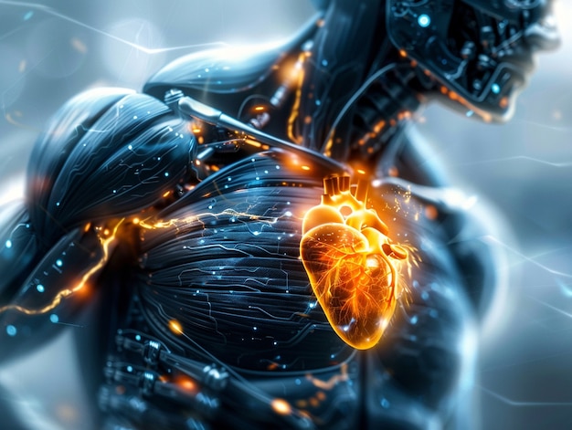 Free Photo futuristic representation of robotic human heart