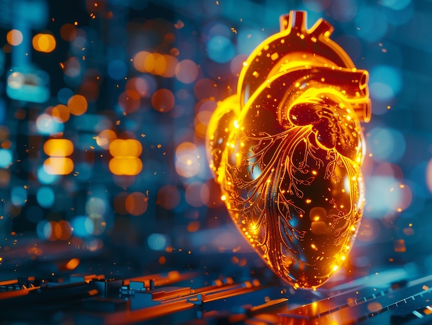 Free photo futuristic representation of robotic human heart