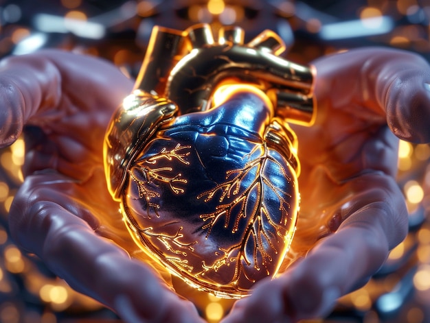 Free Photo futuristic representation of robotic human heart