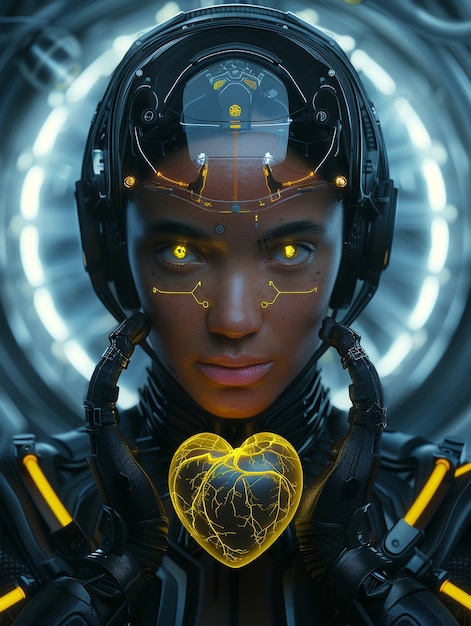 Futuristic representation of robotic human heart