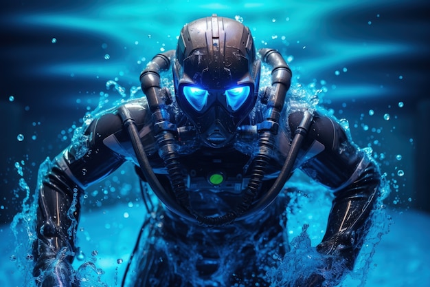 Futuristic representation of water diver