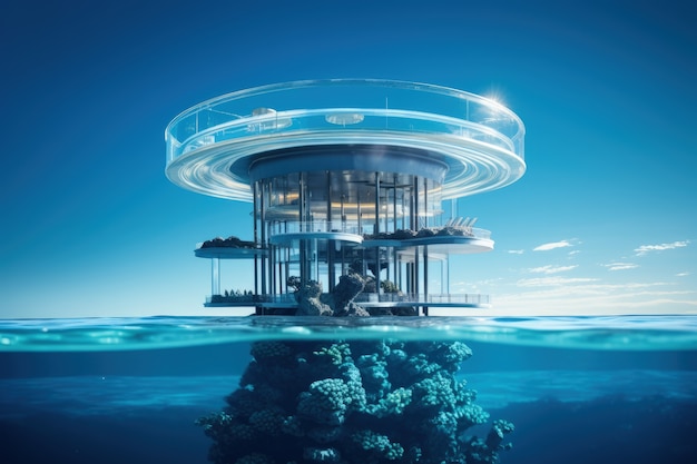 Free Photo futuristic representation of water home architecture