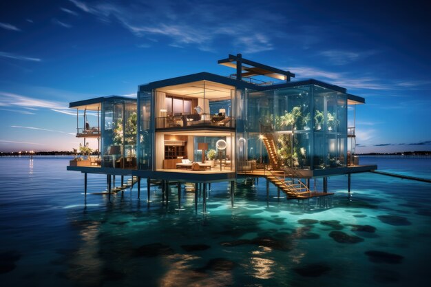 Futuristic representation of water home architecture