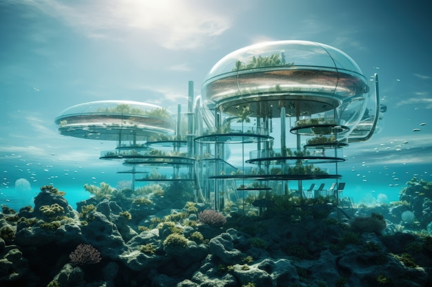 Free Photo futuristic representation of water home architecture