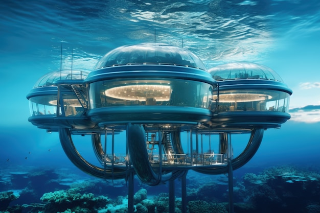 Free photo futuristic representation of water home architecture