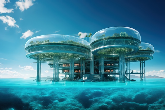 Free photo futuristic representation of water home architecture