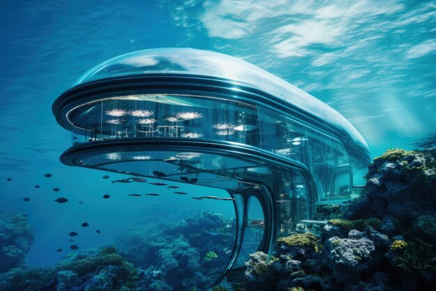 Free Photo futuristic representation of water home architecture