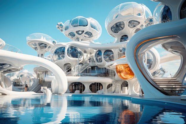 Futuristic representation of water park