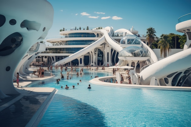 Free Photo futuristic representation of water park