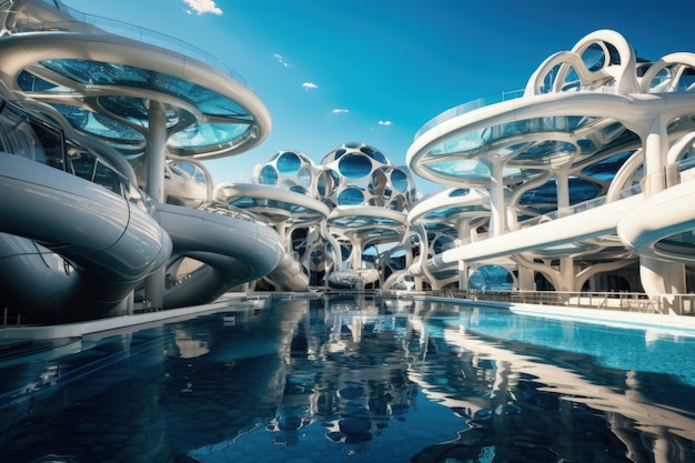 Free photo futuristic representation of water park