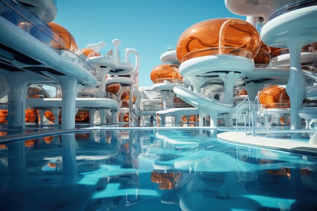 Free photo futuristic representation of water park