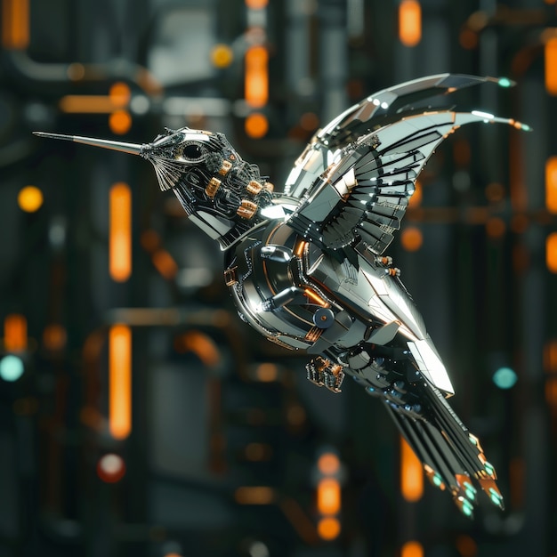 Futuristic robot hummingbird