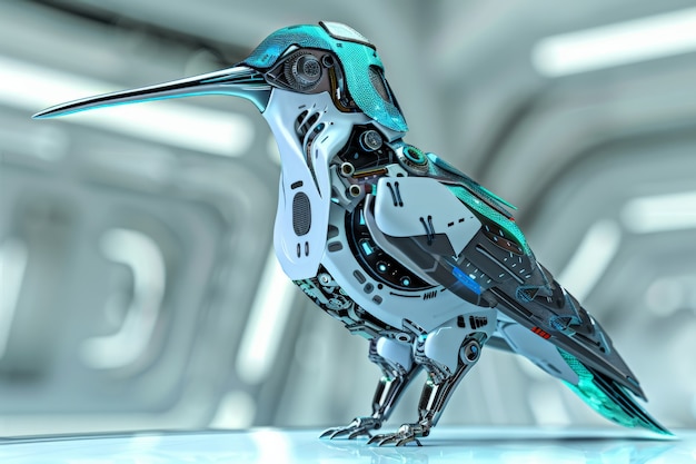 Free photo futuristic robot hummingbird