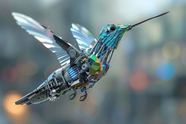 Futuristic robot hummingbird