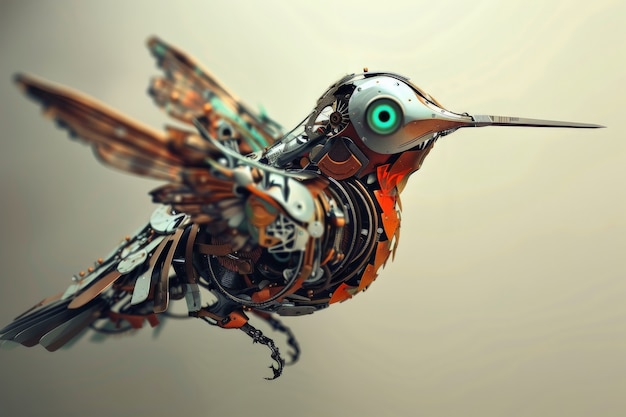 Free photo futuristic robot hummingbird