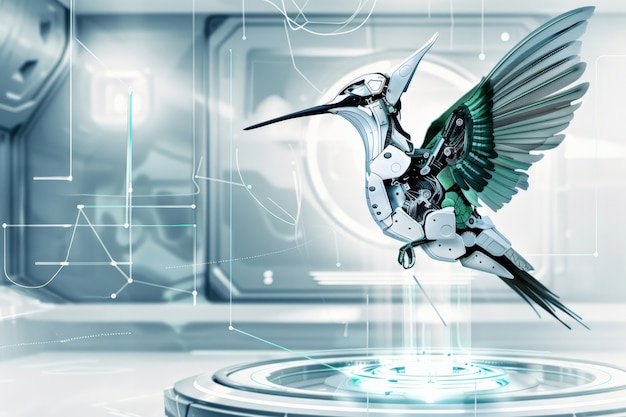 Free photo futuristic robot hummingbird