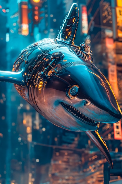 Futuristic robot shark