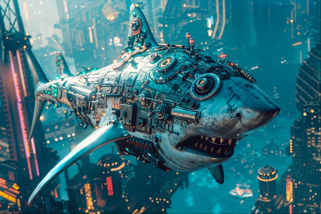 Futuristic robot shark