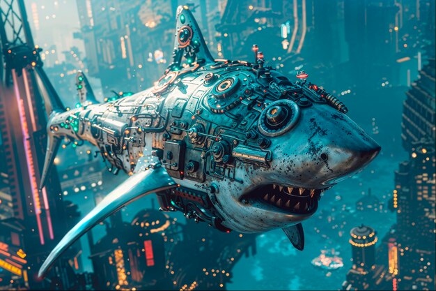 Futuristic robot shark