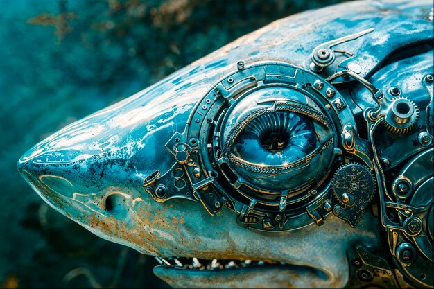 Futuristic robot shark