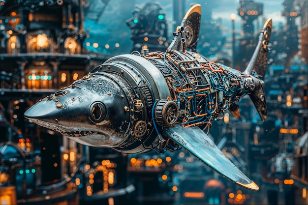 Futuristic robot shark