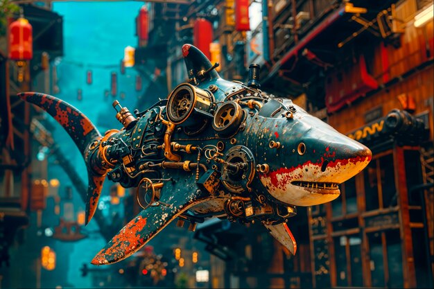 Futuristic robot shark