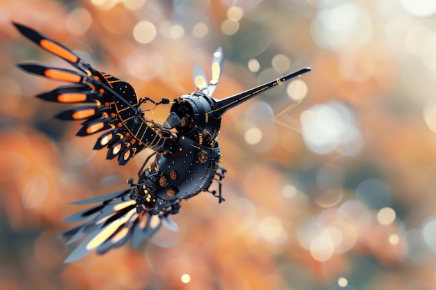 Free photo futuristic robotic hummingbird