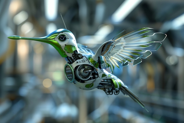 Free photo futuristic robotic hummingbird