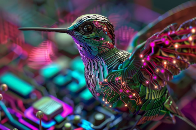 Free Photo futuristic robotic hummingbird