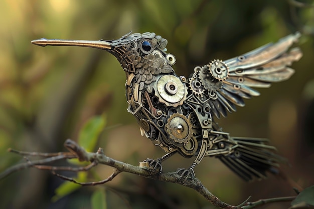 Free photo futuristic robotic hummingbird