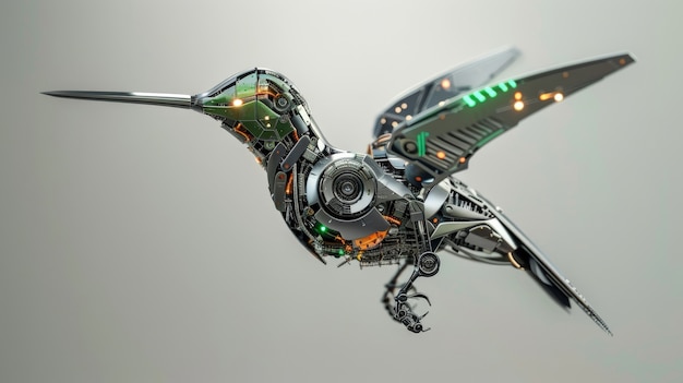 Free photo futuristic robotic hummingbird