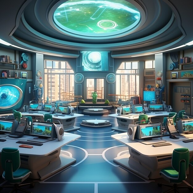 Futuristic school classroom for future students