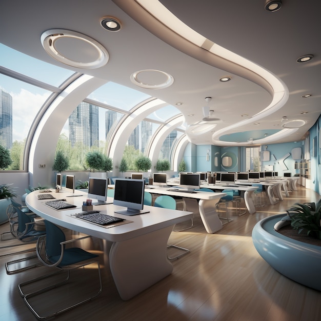 Futuristic school classroom for future students