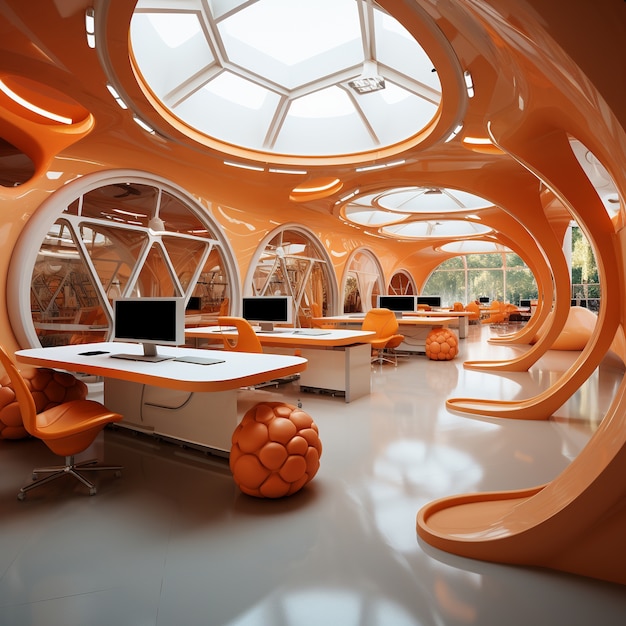 Free photo futuristic school classroom for future students