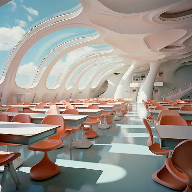 Free photo futuristic school classroom for future students