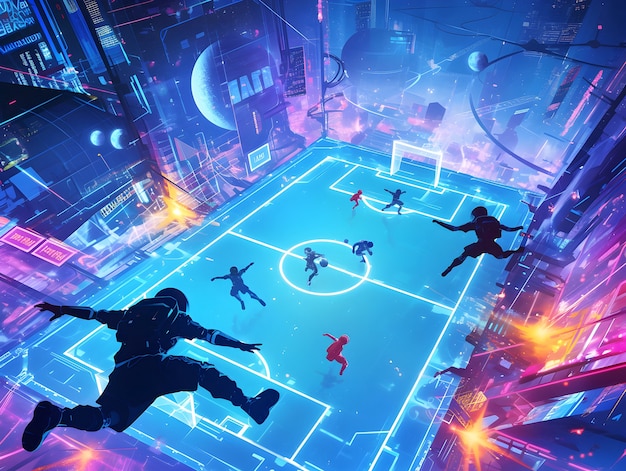 Free Photo futuristic soccer field illustration