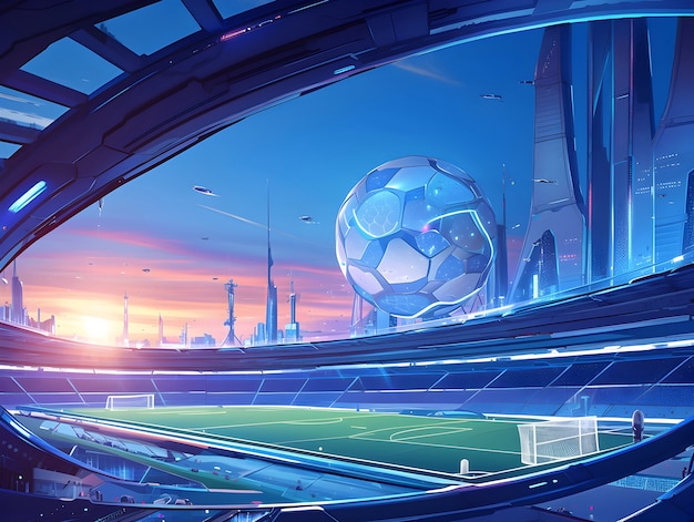 Futuristic soccer field illustration