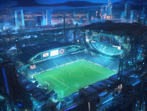 Futuristic soccer field illustration