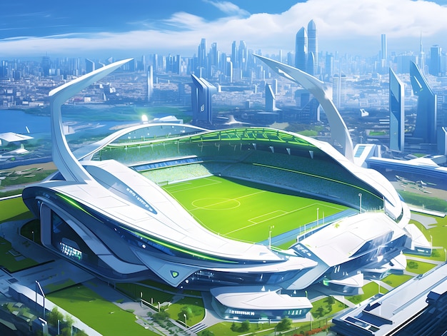 Futuristic soccer field illustration