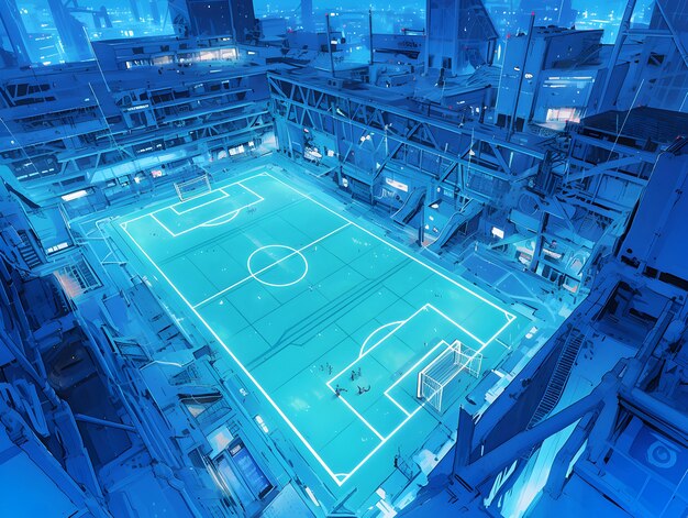 Futuristic soccer field illustration