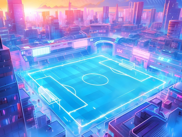 Futuristic soccer field illustration