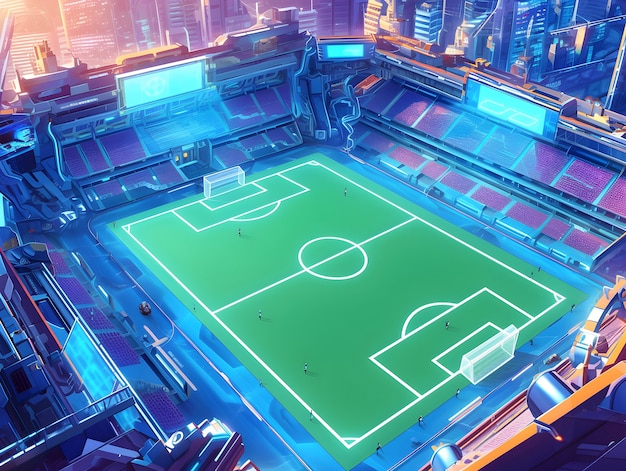 Futuristic soccer field illustration