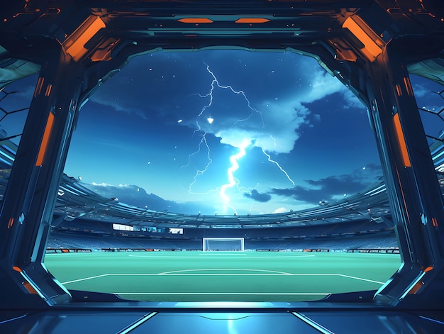 Futuristic soccer field illustration