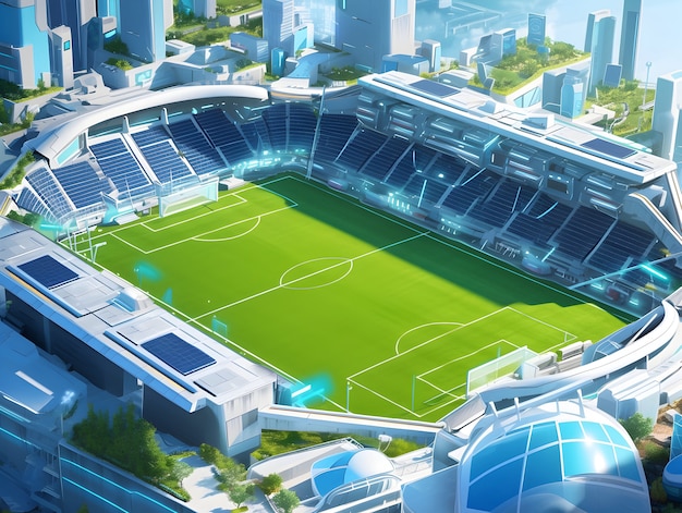 Free photo futuristic soccer field illustration