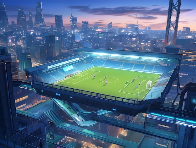 Futuristic soccer field illustration