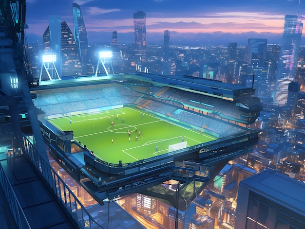 Futuristic soccer field illustration