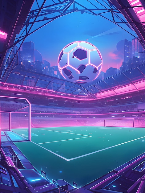 Free photo futuristic soccer field illustration