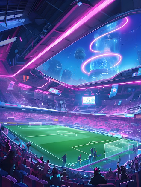 Futuristic soccer field illustration