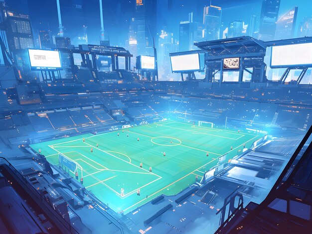 Futuristic soccer field illustration