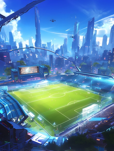 Free photo futuristic soccer field illustration